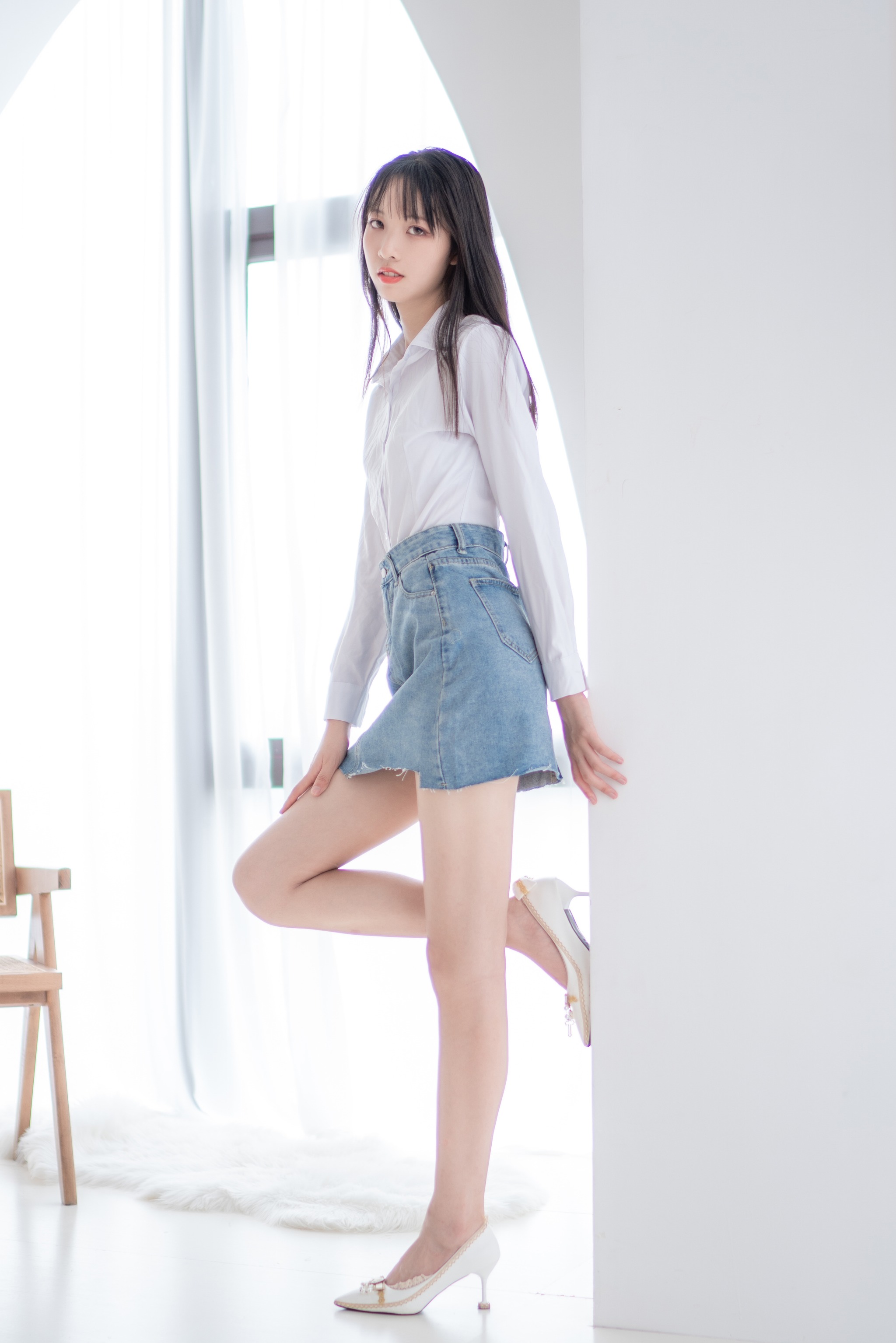 图片[1]-西瓜少女 西呱呀呀呀 – NO.023 西瓜少女(西呱呀呀呀) 衬衫牛仔裙 [61P]-XikXak